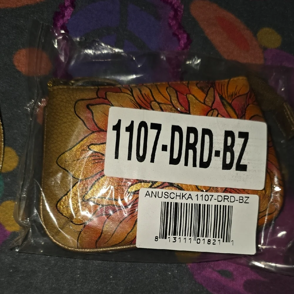 NWT Anuschka Floral Bronze Leather Bag And Matching Coin Purse Set - Picture 3 of 12